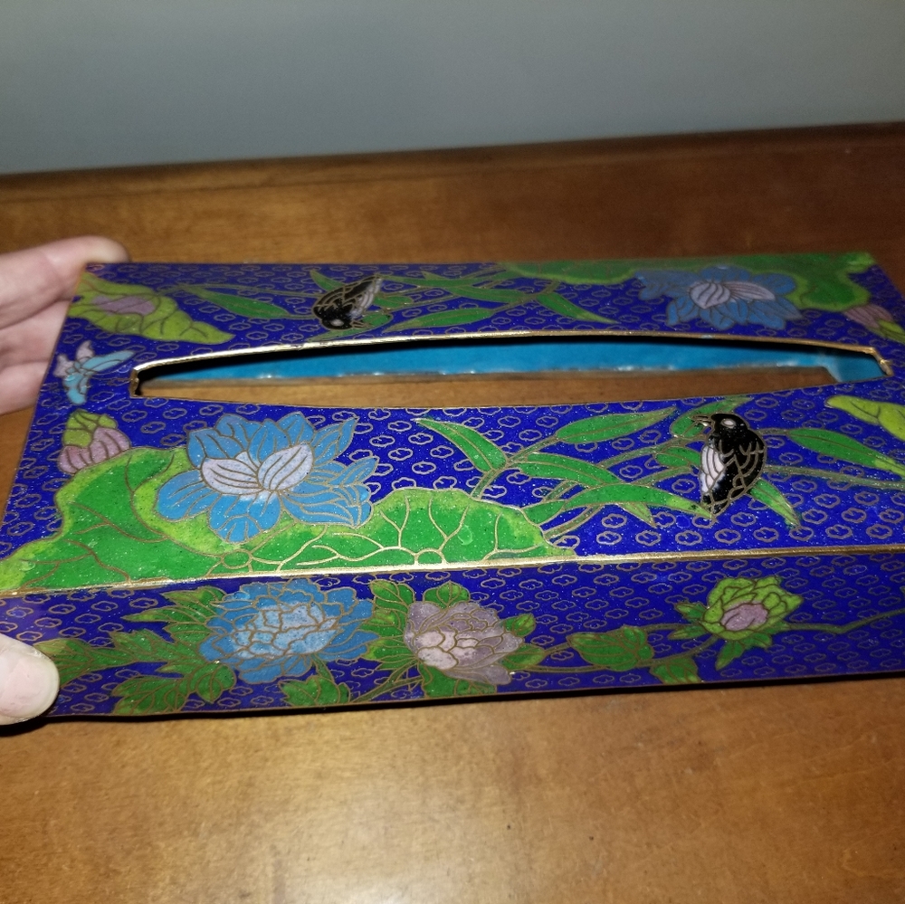 1970s Chinese Cloisonne Tissue Holder